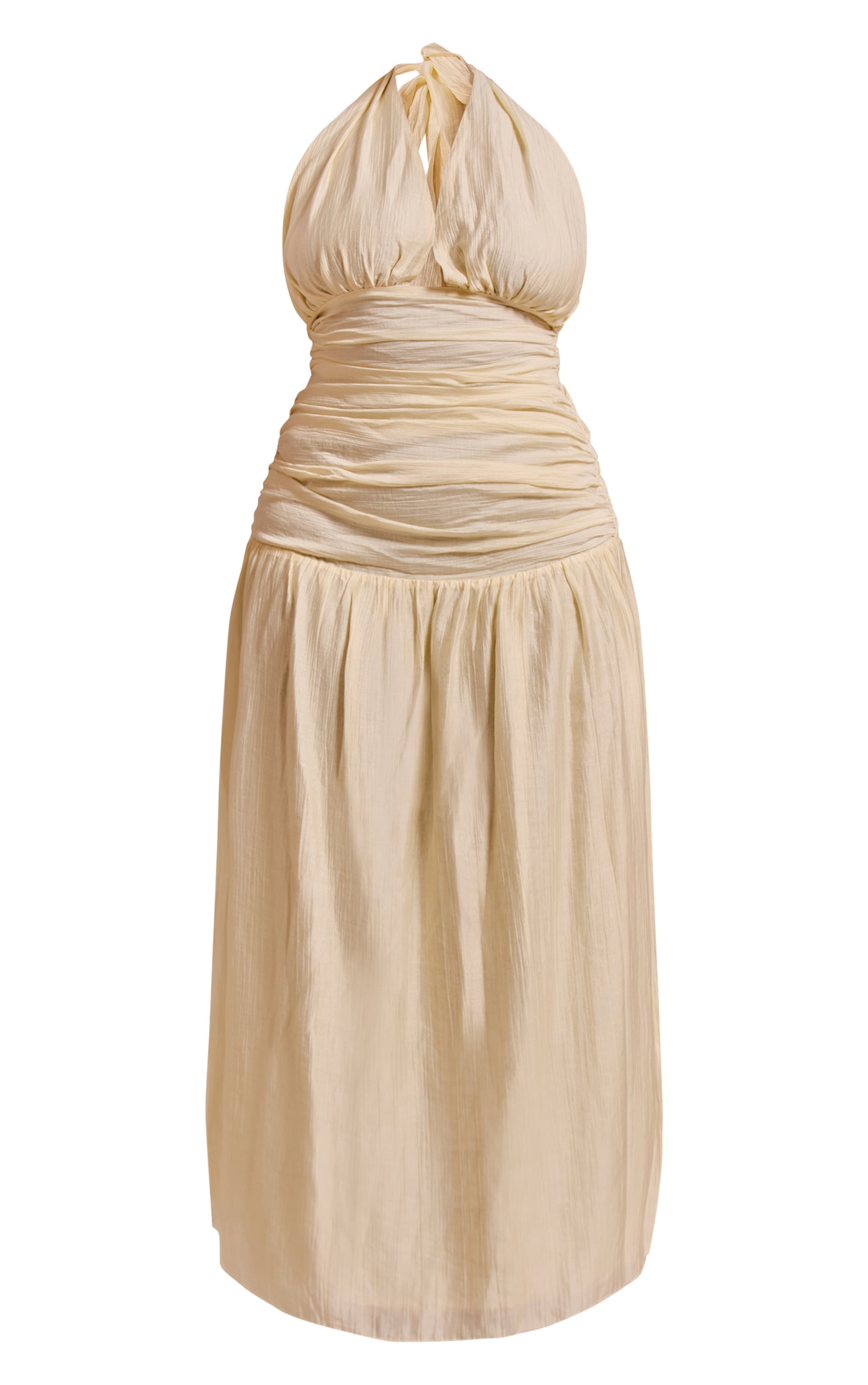 Plus Robe longue texturée crêpée citron vert pâle à dos nu image 5
