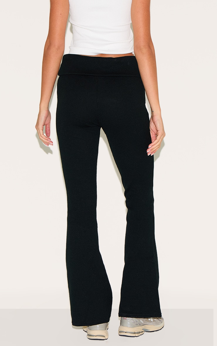 Black Wide Rib Fold Over Flares image 3