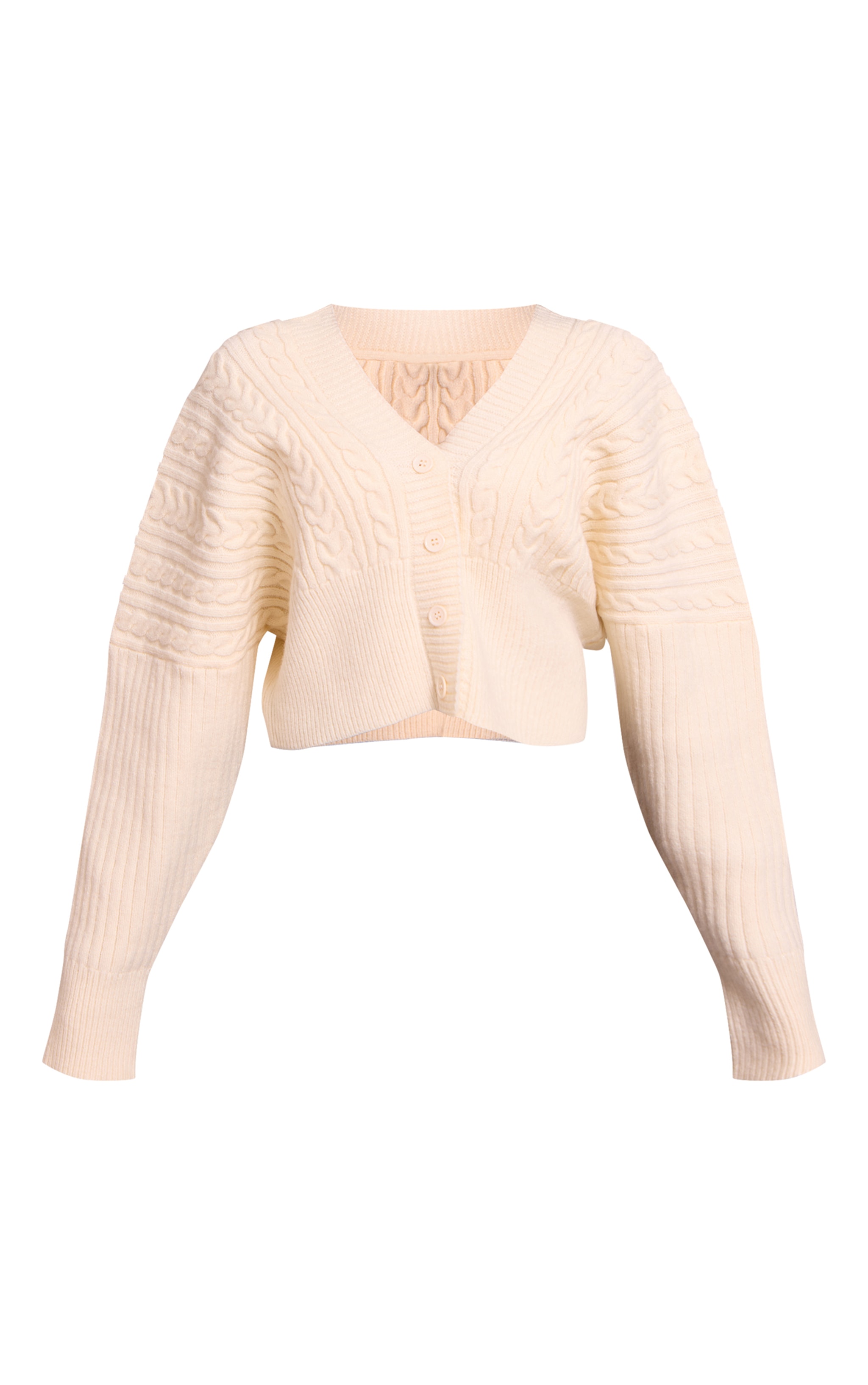 Petite Cream Cable Knit Off Shoulder Cardigan image 5