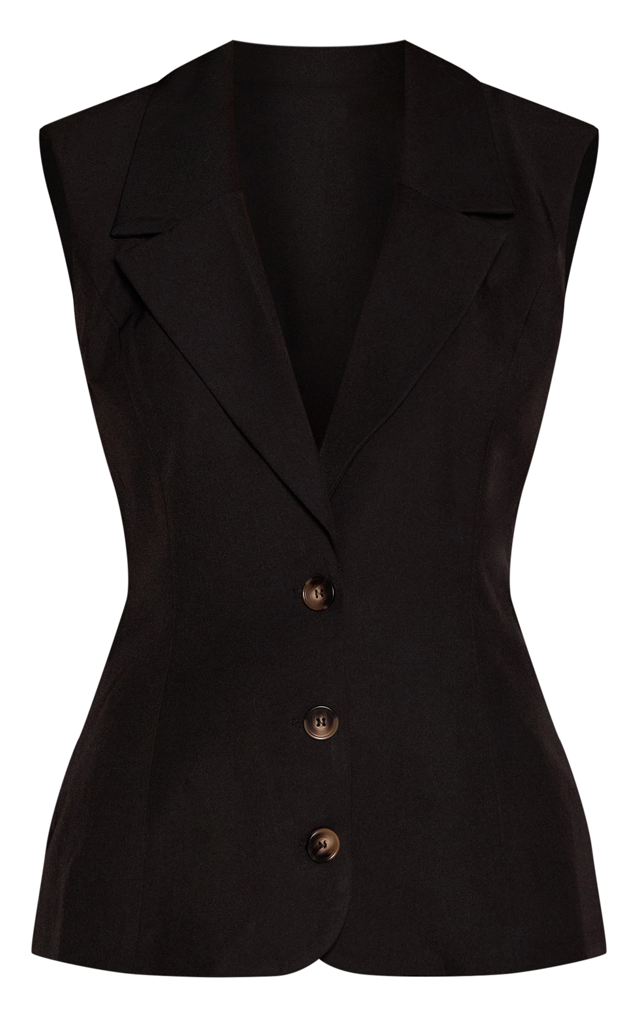 Black Button Down Sleeveless Romper image 5