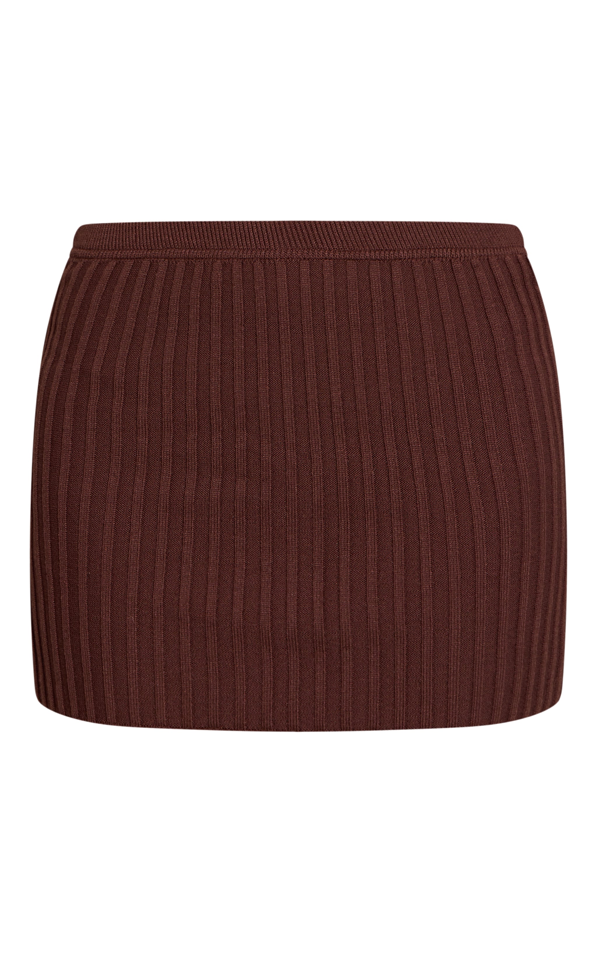 Chocolate Ribbed Knit Mini Skirt image 6