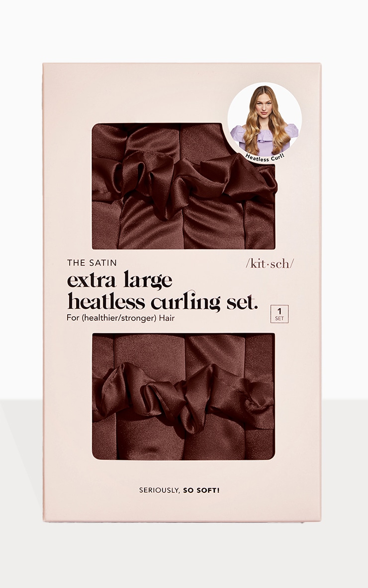 Kitsch Xl Satin Heatless Curling Set - Chocolate