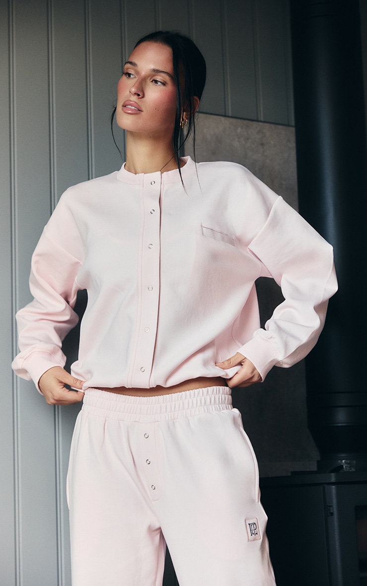 PLT Cardigan tissé rose à boutons image 1