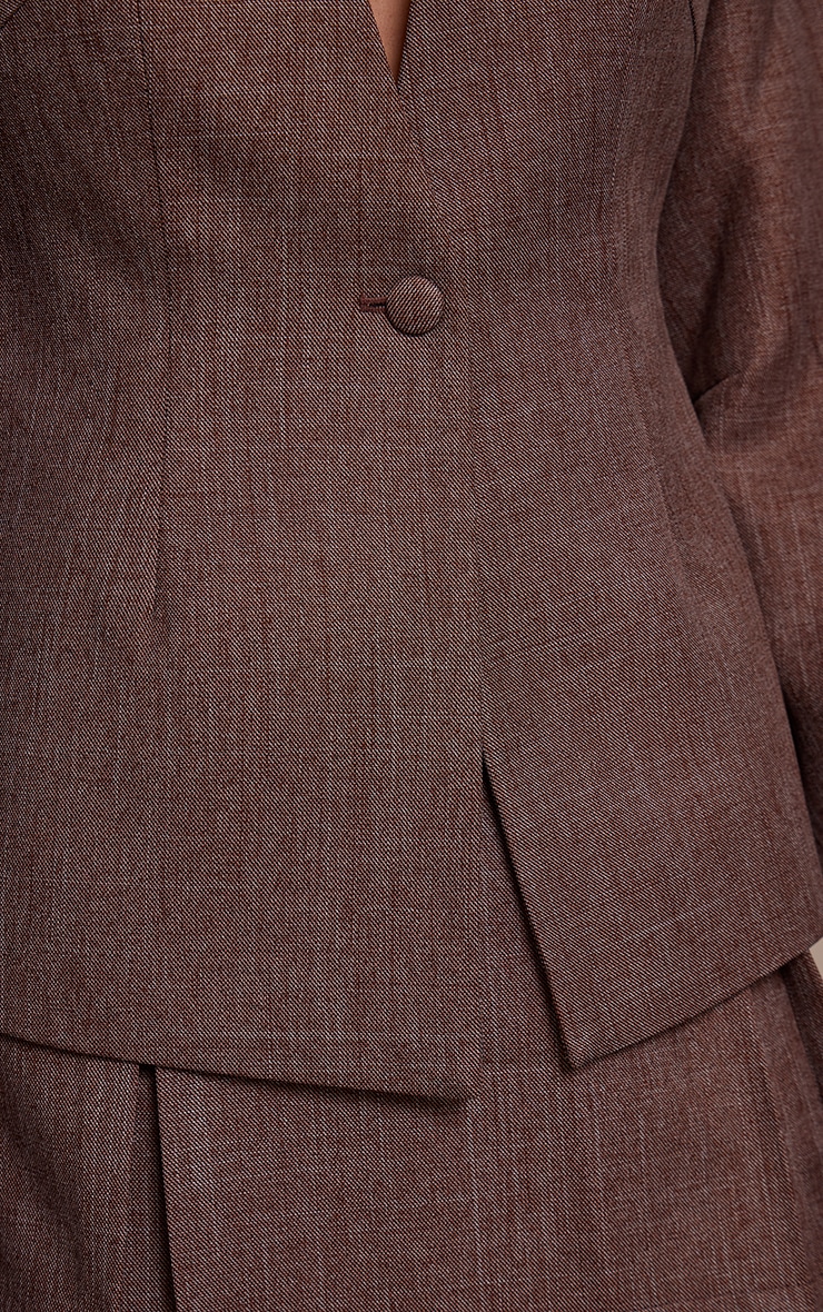 Light Brown Cinched Waist Cocoon Sleeve Blazer image 4