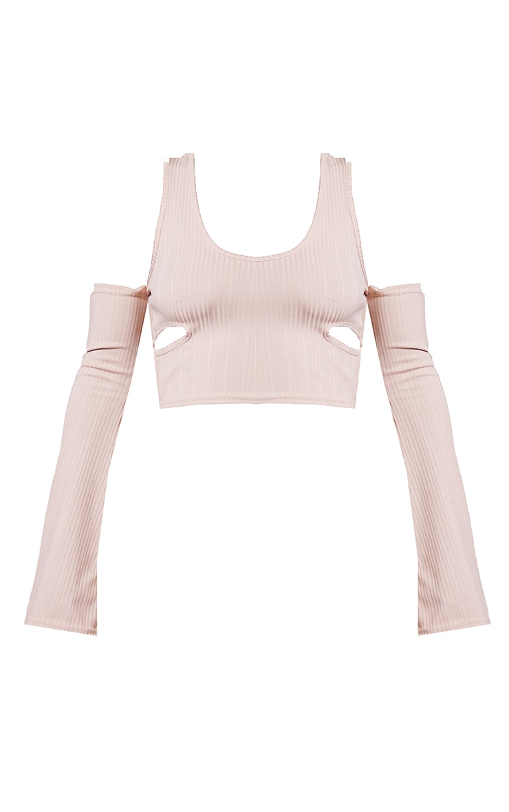 Stone Rib Cold Shoulder Cut Out Crop Top image 5