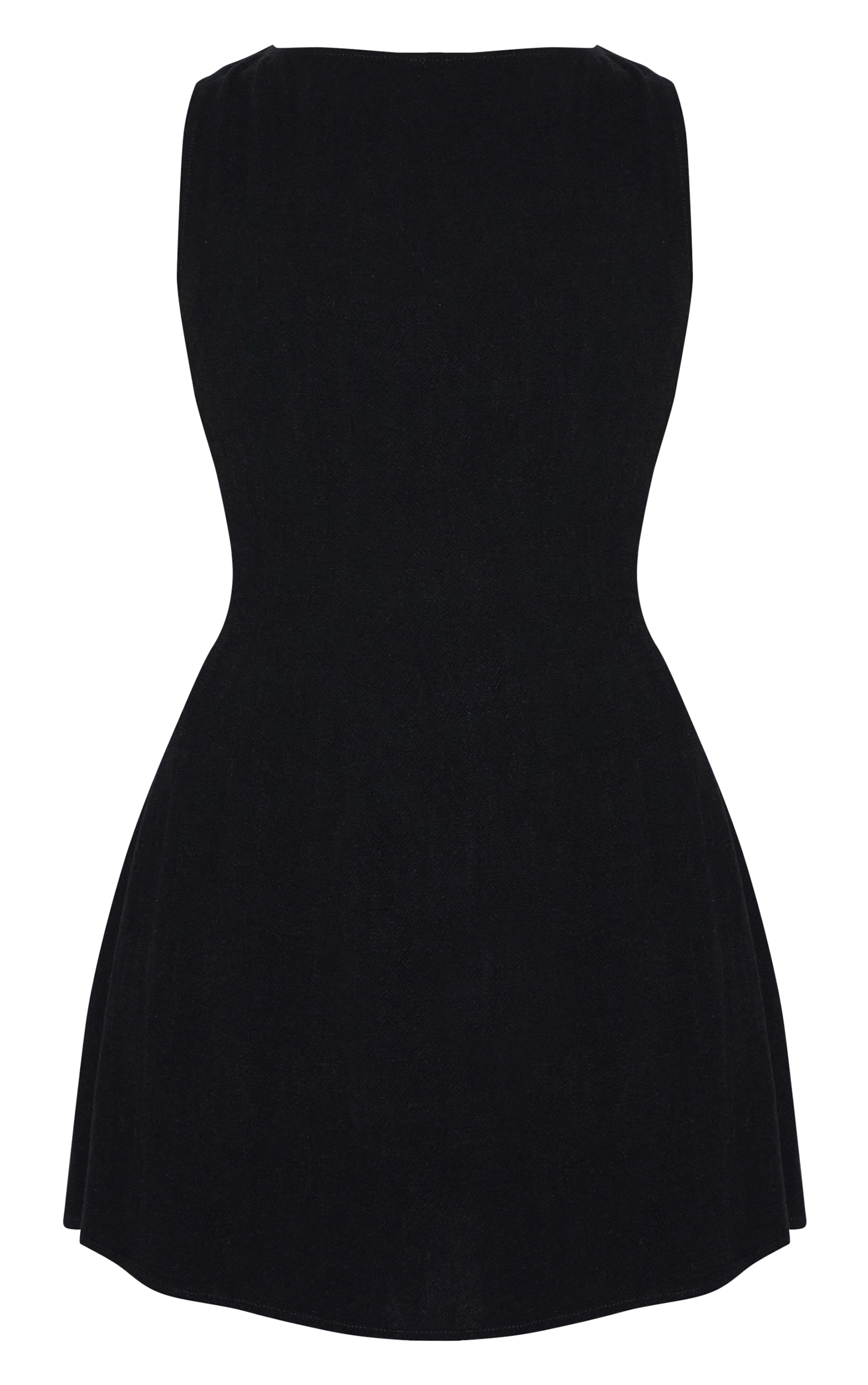 Petite Black Linen Look Backless Shift Dress image 5