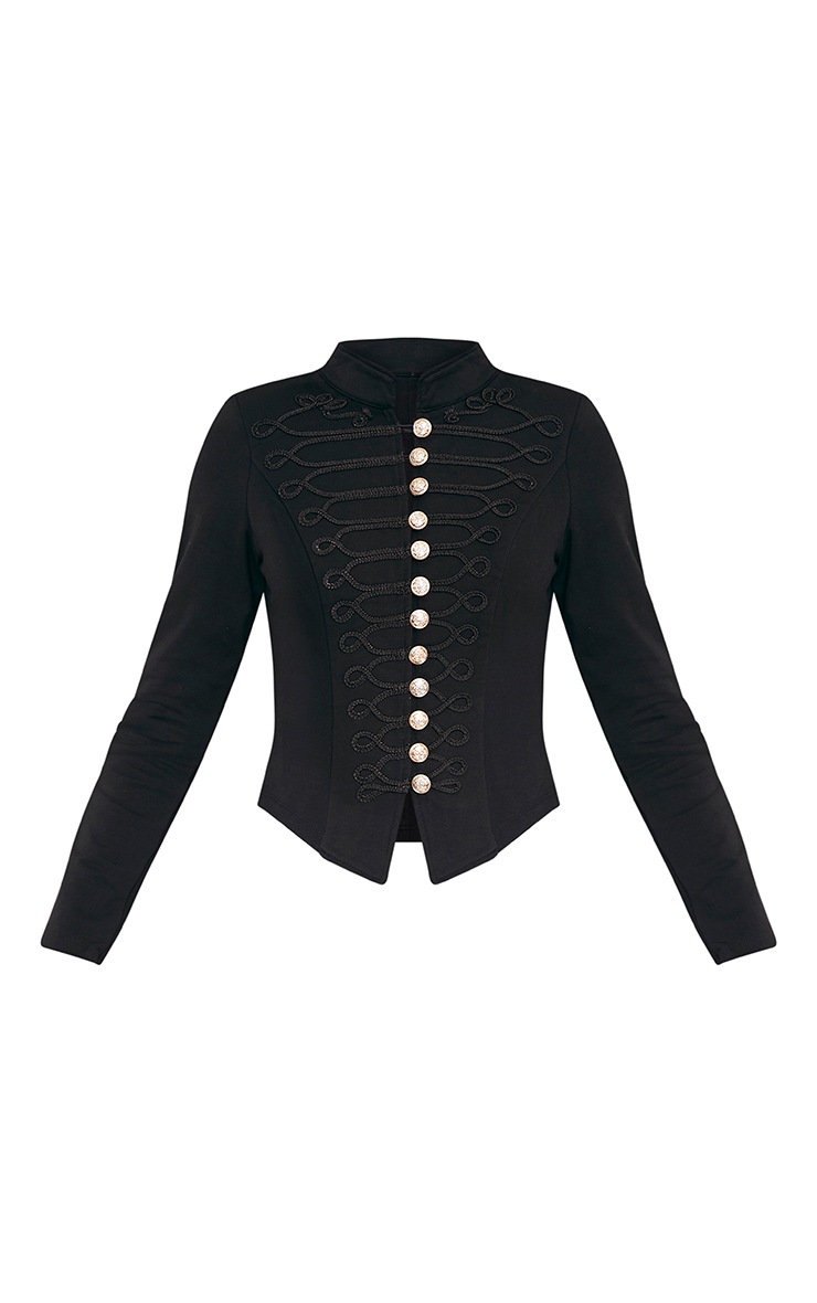 Zoeey Black Slim Fit Cropped Military Jacket Coats & Jackets