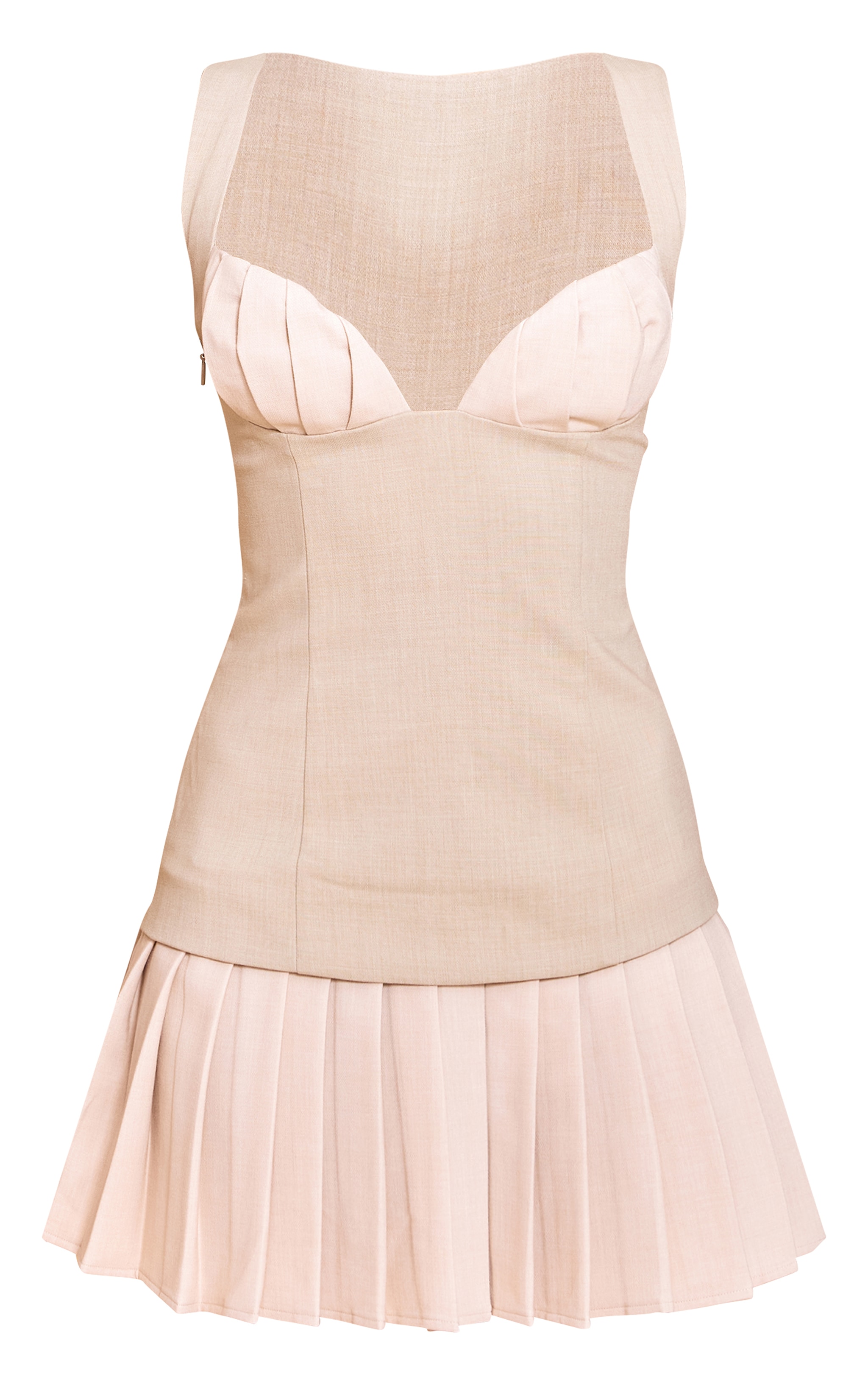 PLT Label Natural Contrast Tailored Pleated Bust Bodycon Dress image 5