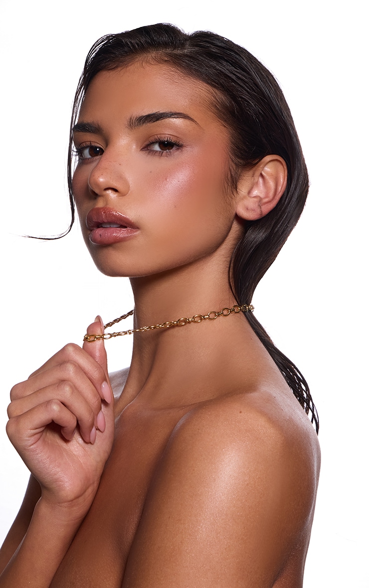 Gold Water Resistant Twist Abstract Link Necklace image 1