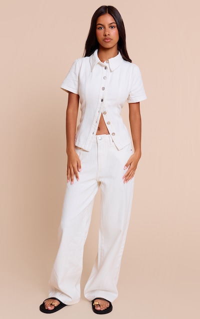 Petite White Mid Rise Straight Leg Jeans