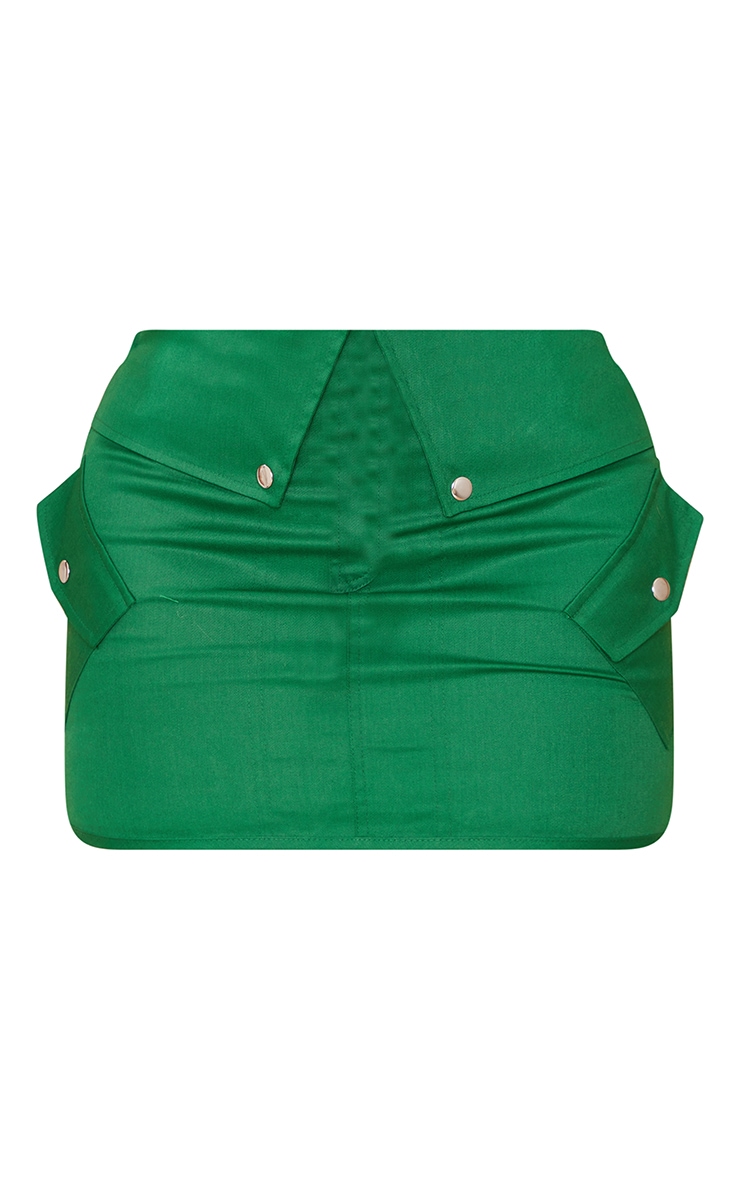 Shape Bright Green Cargo Fold Waistband Pocket Detail Micro Mini Skirt image 1