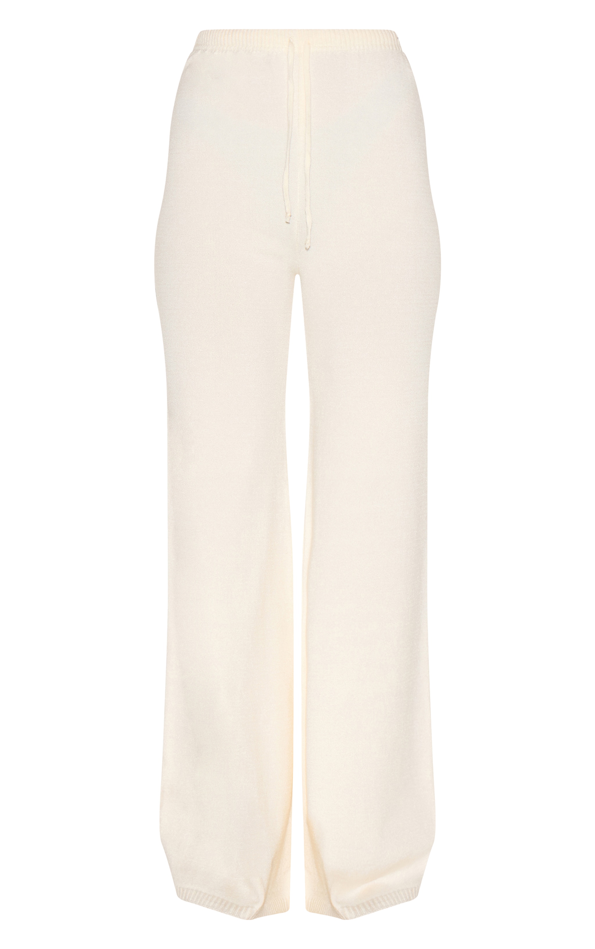 Tall Cream Knitted Straight Leg Pants image 5