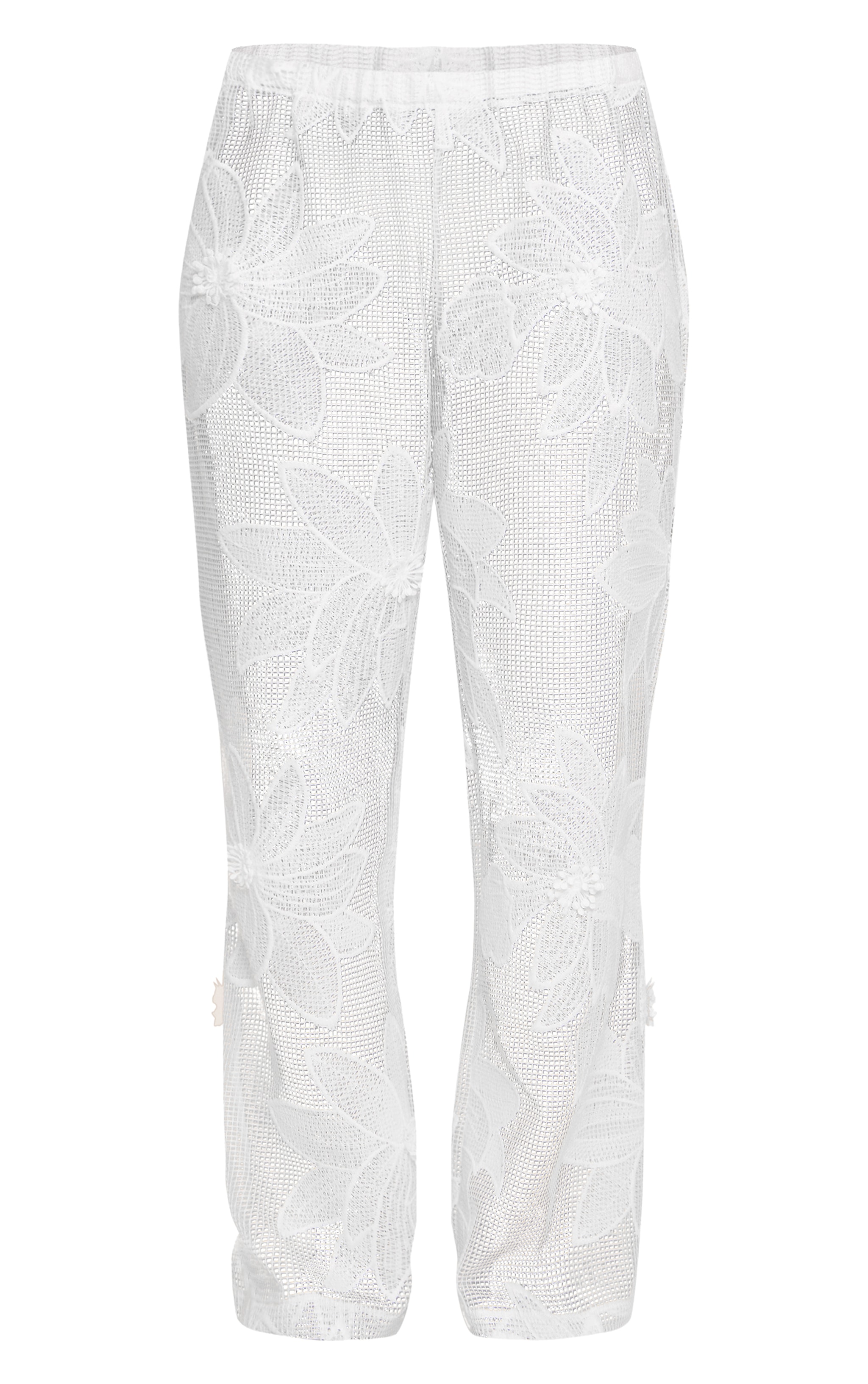 Petite White Applique Wide Leg Pants image 5