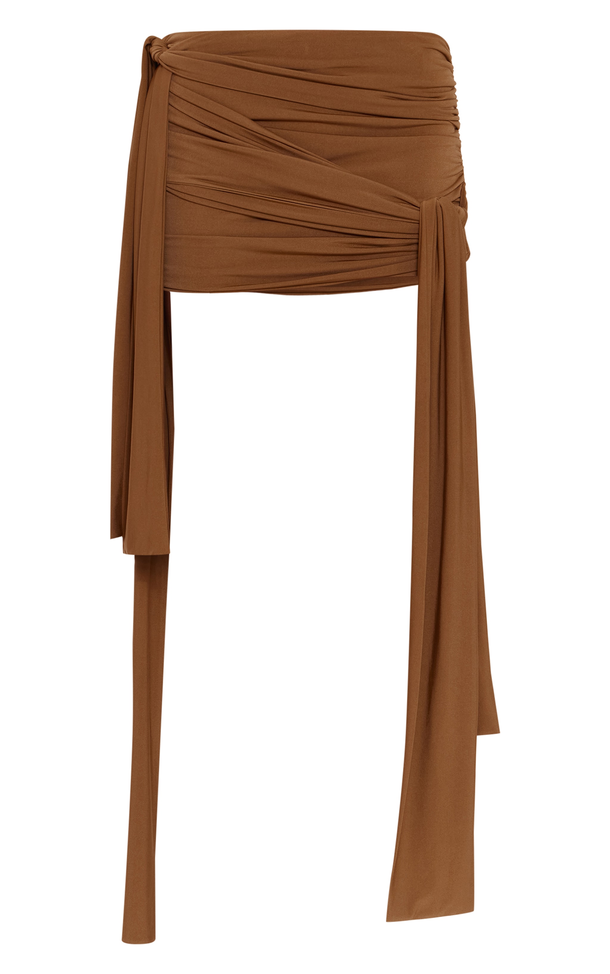 Golden Olive Slinky Jersey Knot Detail Mini Skirt image 6