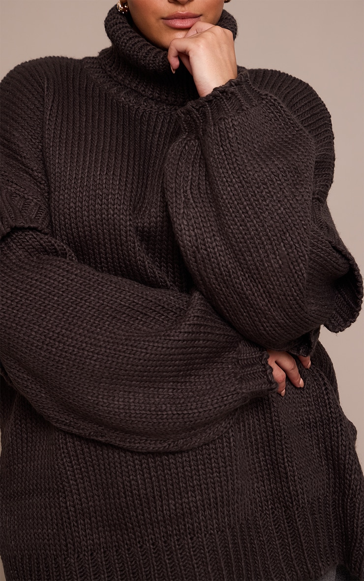 Plus Charcoal Grey Oversized Sleeve Detail Jumper Dress image 4
