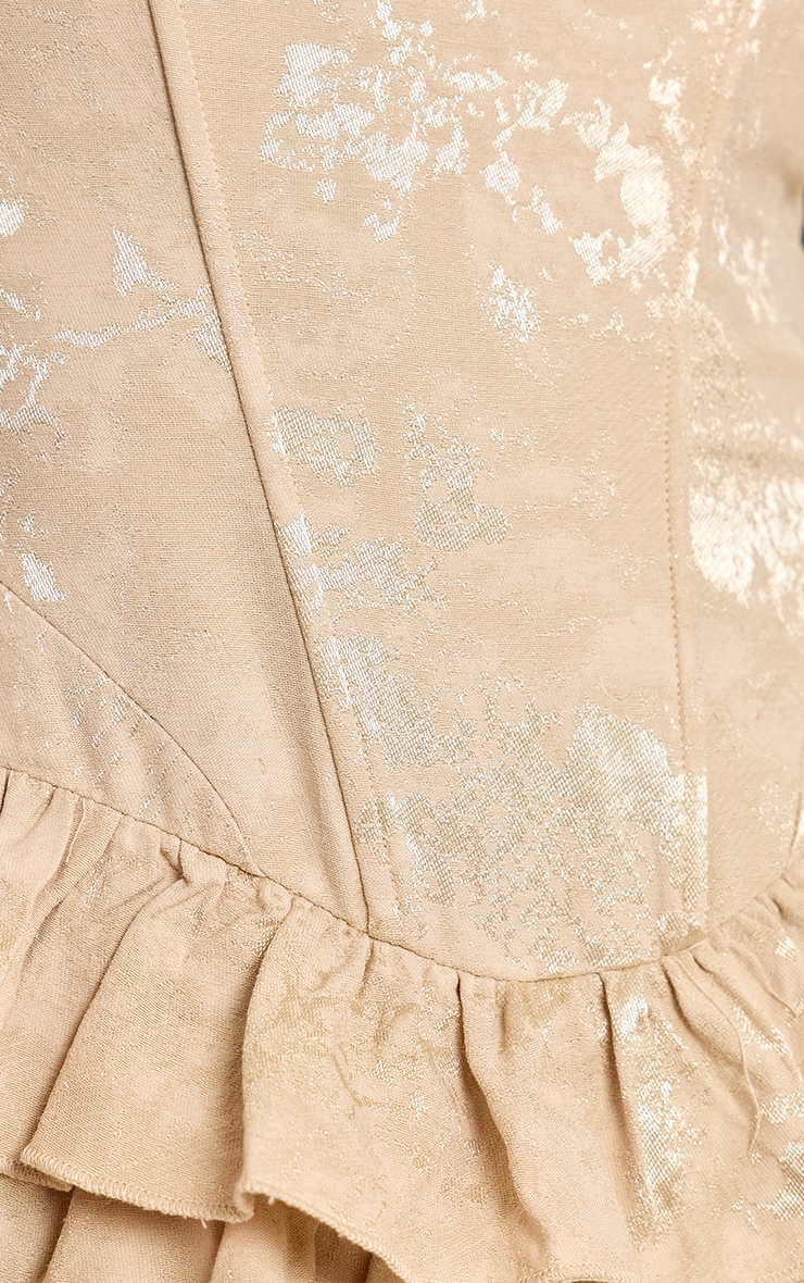 Champagne Jacquard Frill Strappy Playsuit image 4