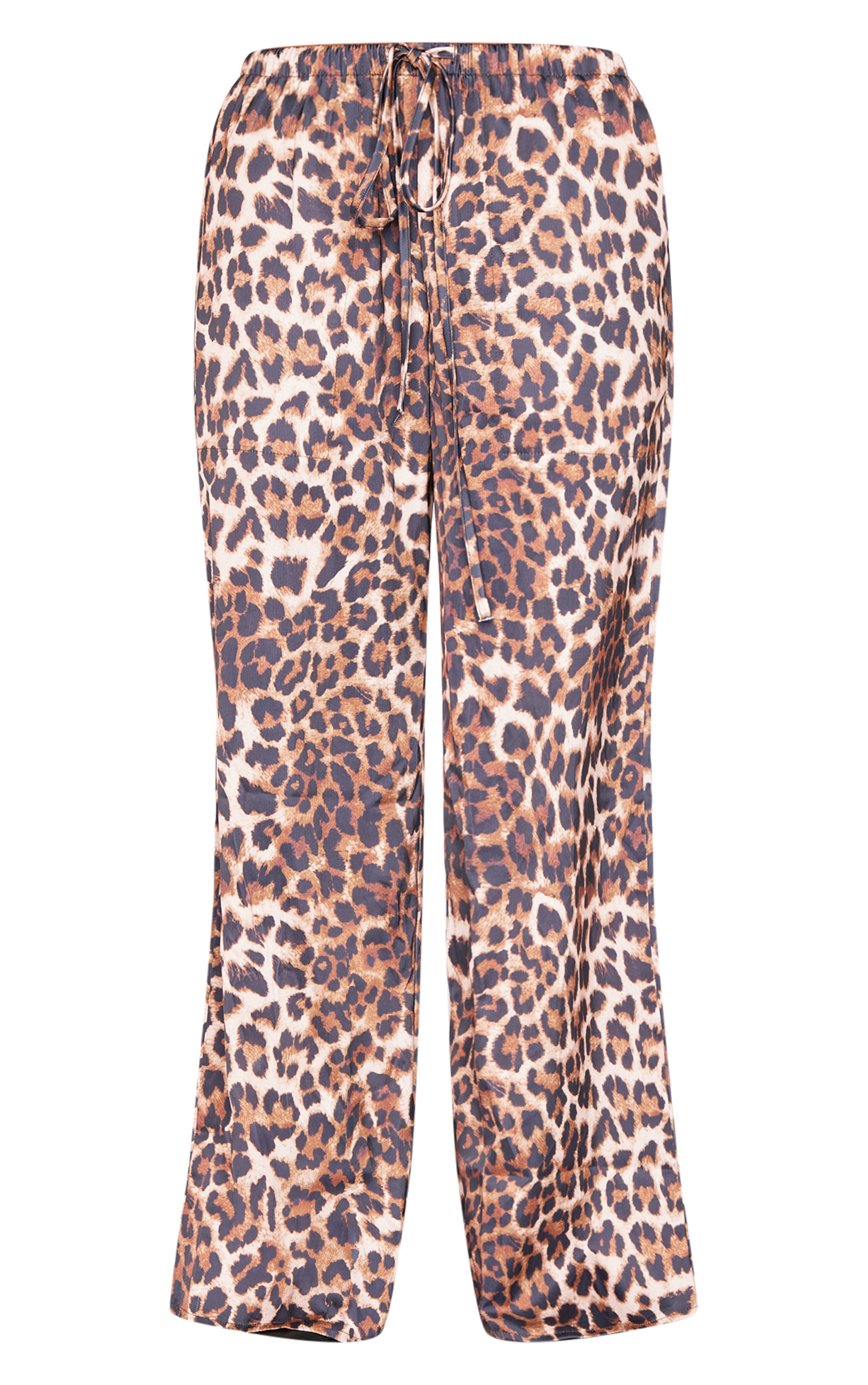 Leopard Premium Satin Low Rise Wide Leg Drawstring Pants image 5