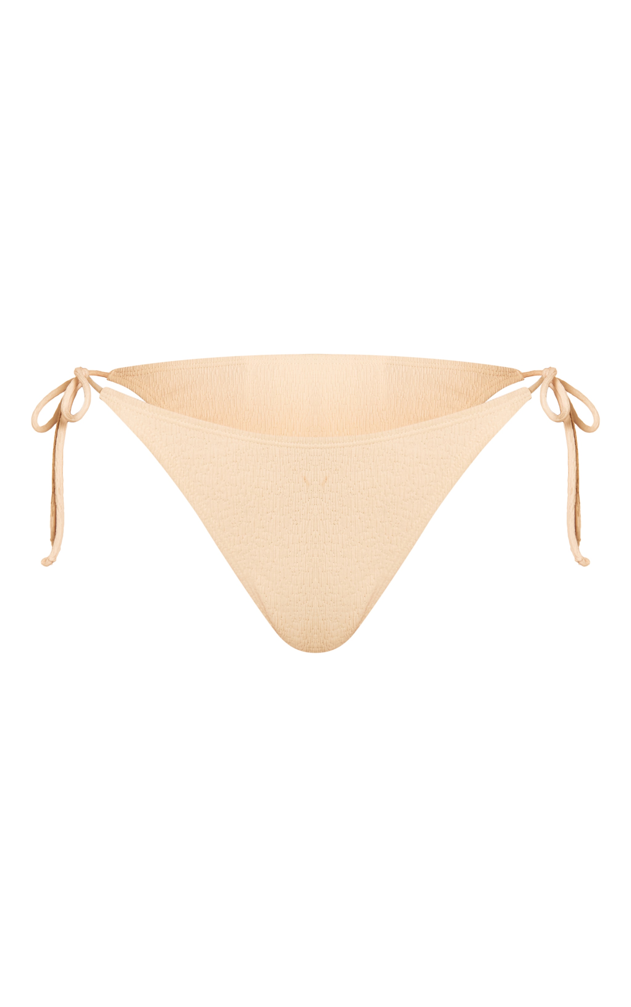 Cream Textured Tie Side Bikini Bottoms image 5