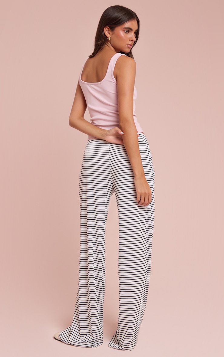 Pantalon large côtelé blanc à rayures et cordons ajustables image 3