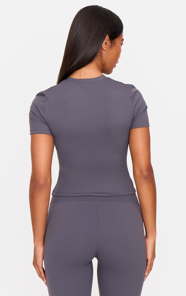 Charcoal Ultimate Sculpt Longline Short Sleeve Gym Top image 2