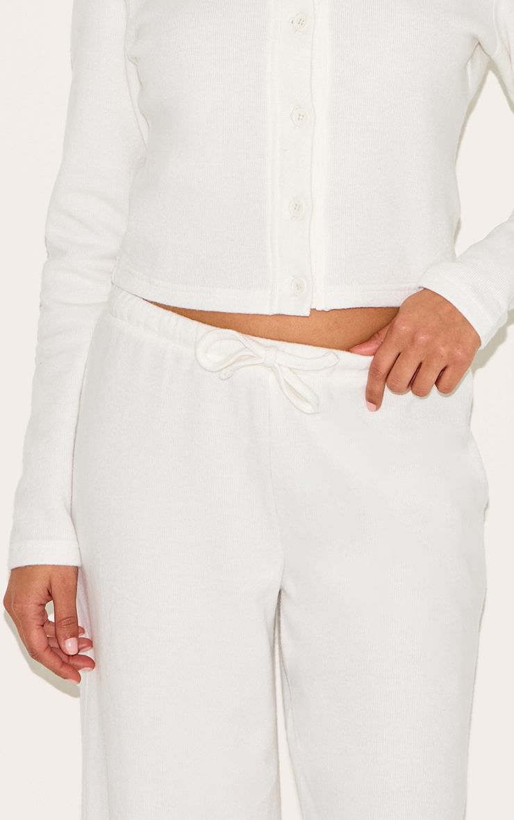 Petite Cream Super Soft Drawstring Wide Leg Pants image 4