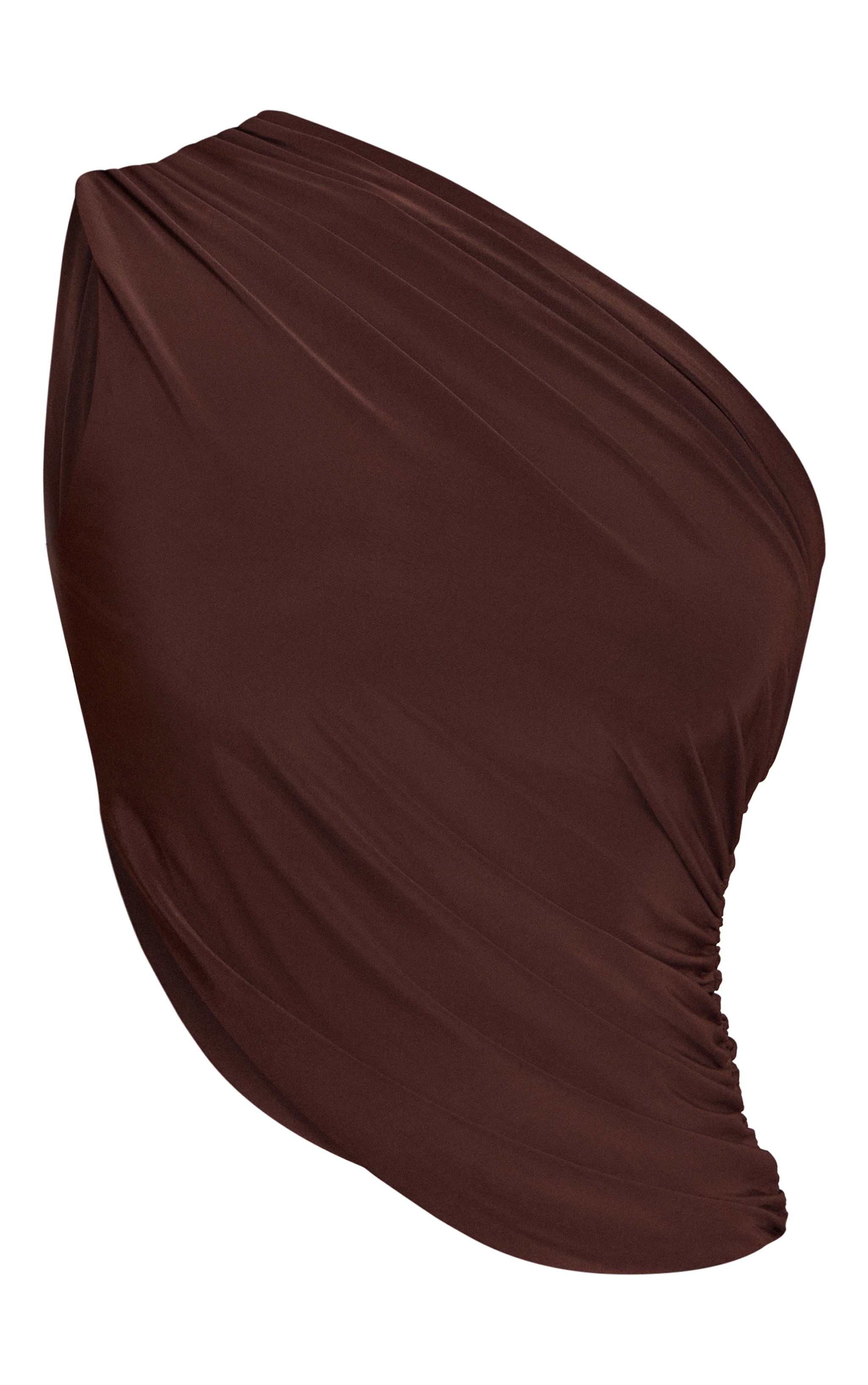 Dark Brown Slinky Asymmetric Ruched Top image 5