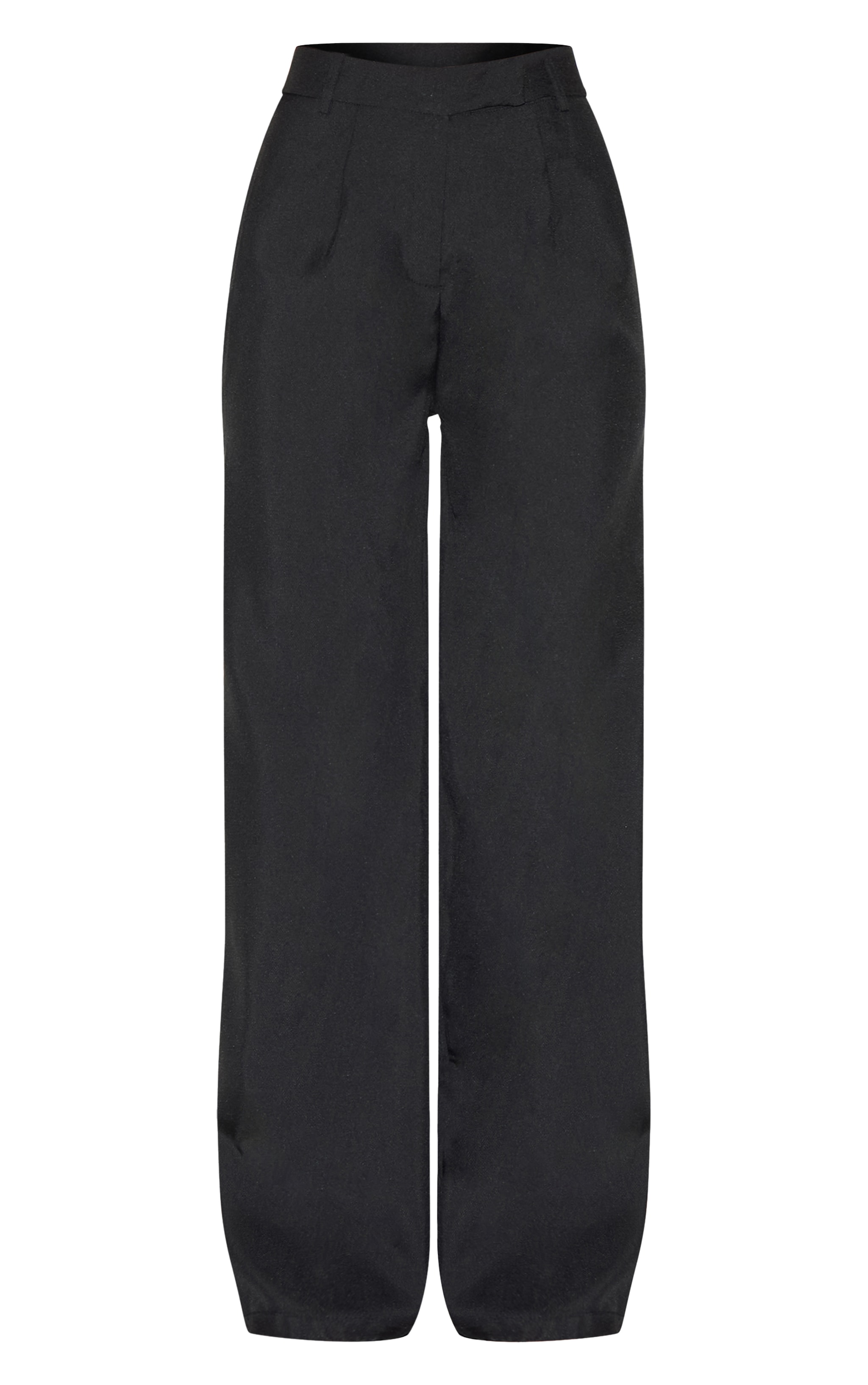 Black Woven Tailored High Waist Wide Leg Pants image 5