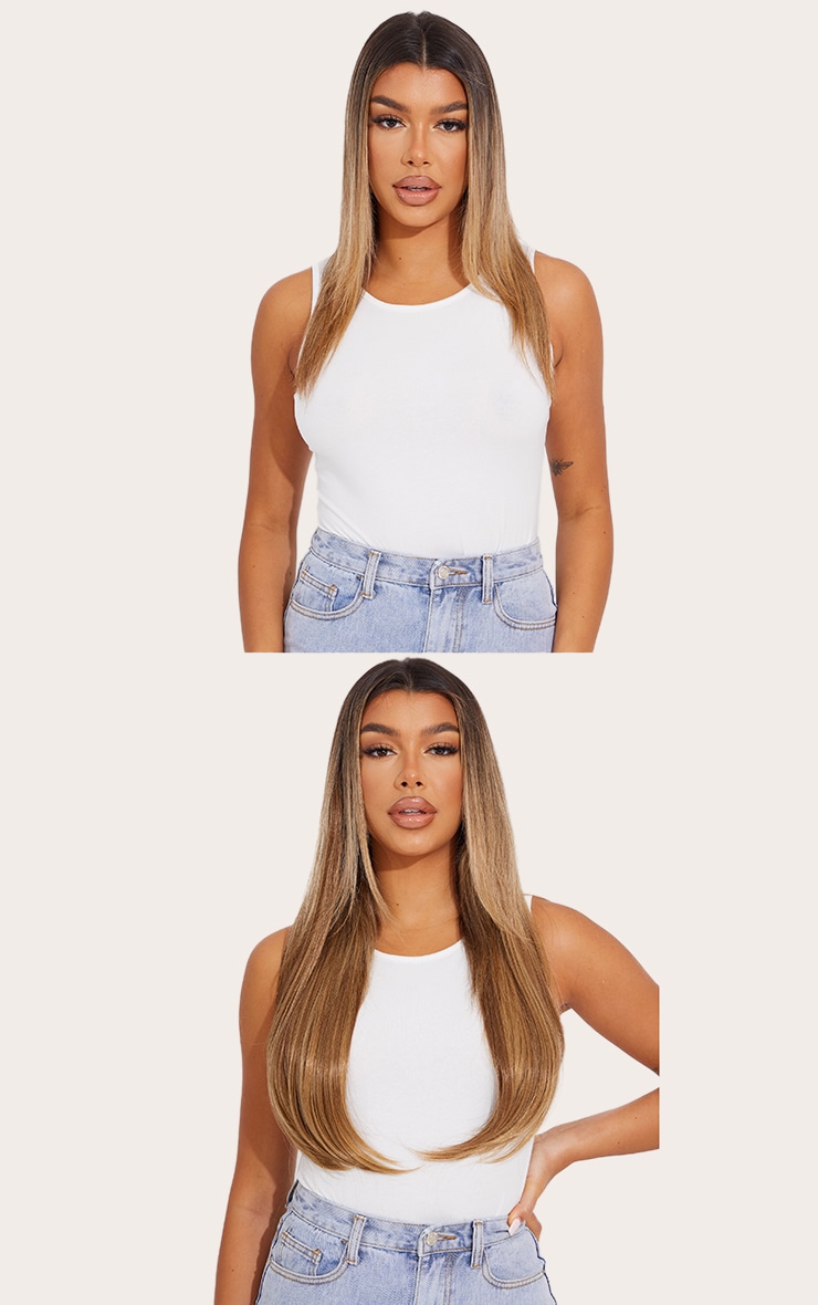 LullaBellz Super Thick 22'5 Piece Straight Clip In Hair Extensions Mellow Brown image 3