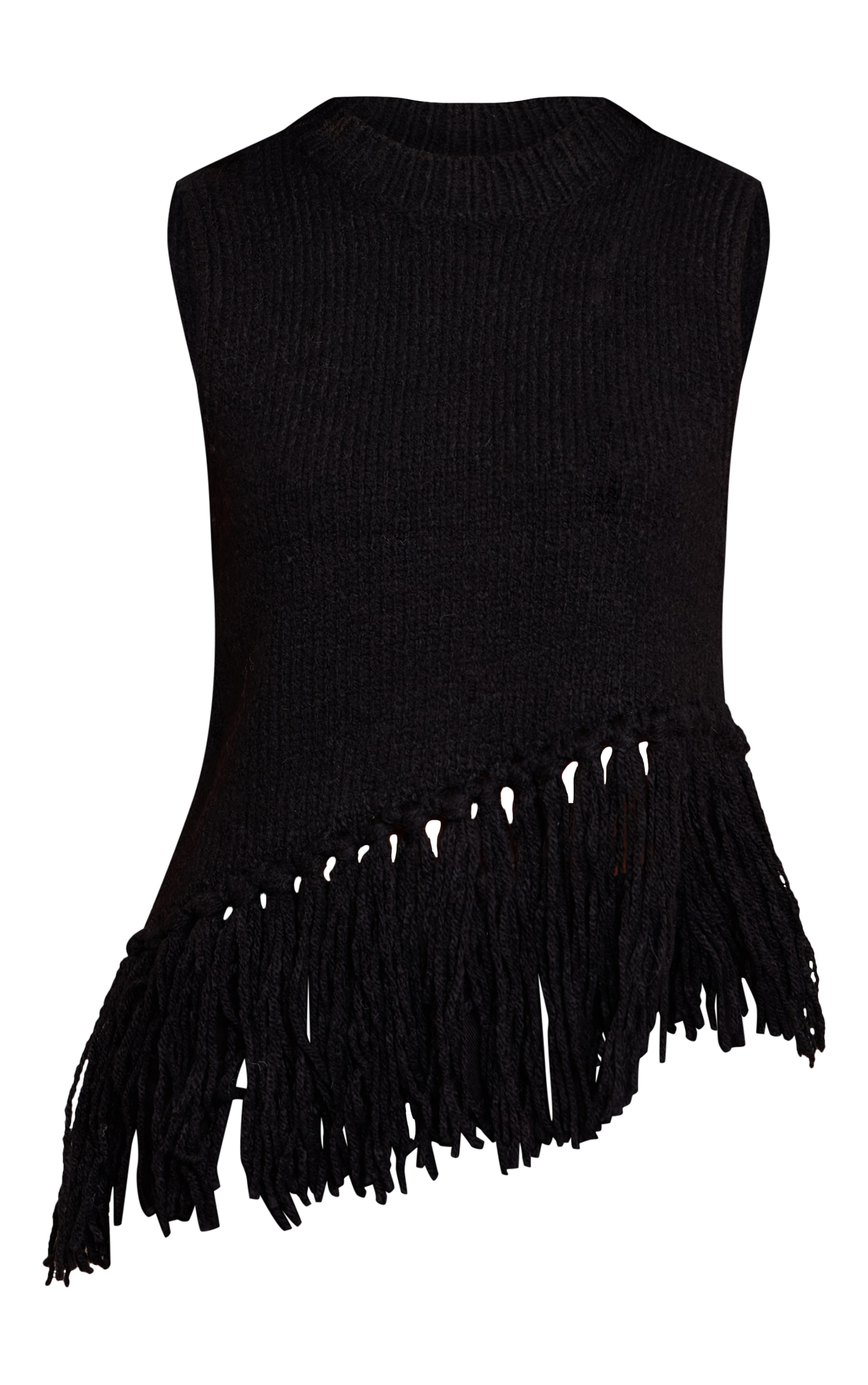 Pull noir sans manches à franges image 5