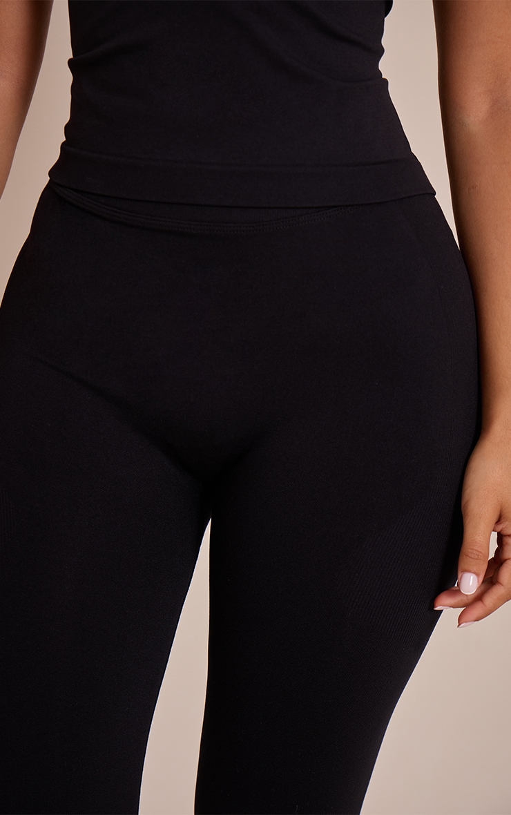 Petite Black Seamless Logo High Waist Scrunch Bum Leggings image 4