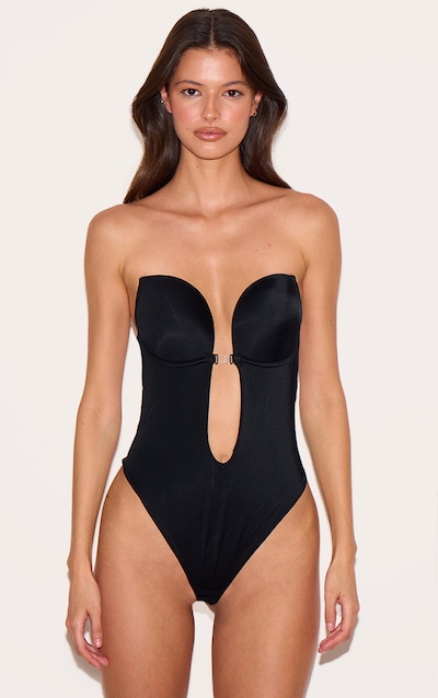 Body de maintien noir à décolleté plongeant