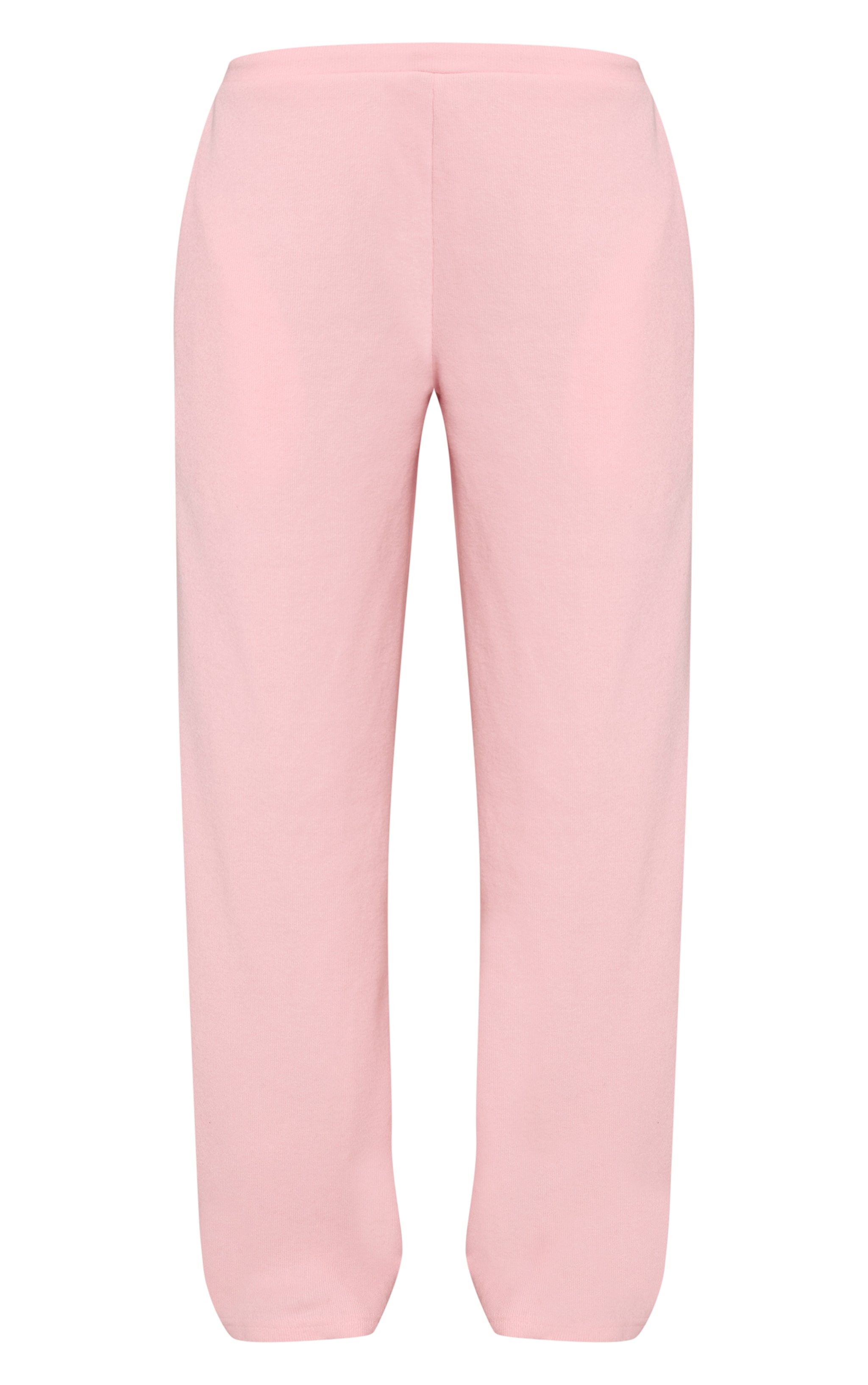 Baby Pink Brushed Rib Tie Waist Straight Leg Pant image 5