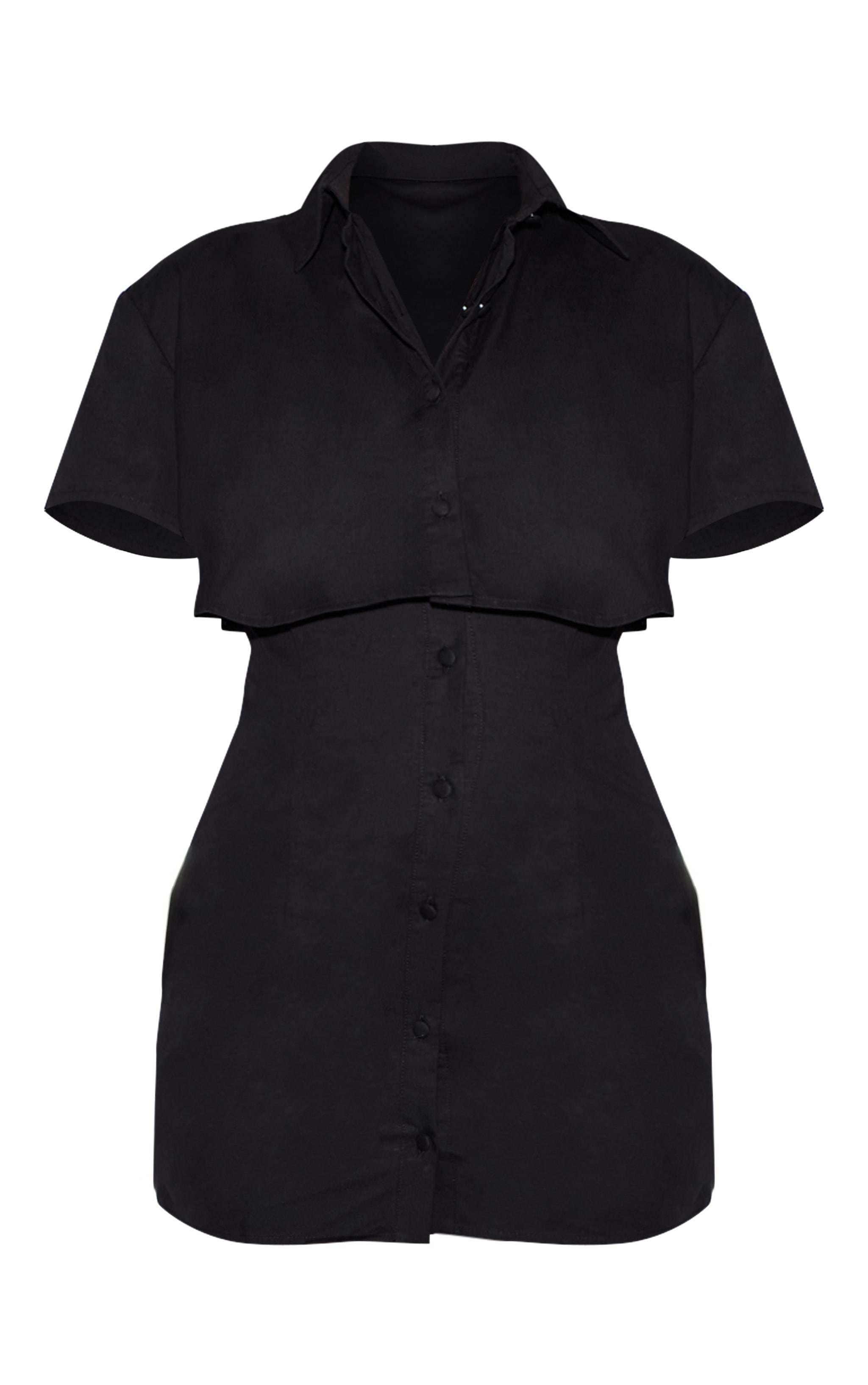 Black Overlay Detail Shift Dress image 5
