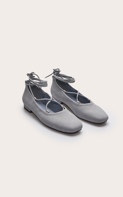 Ballerines en suédine bleu poudré