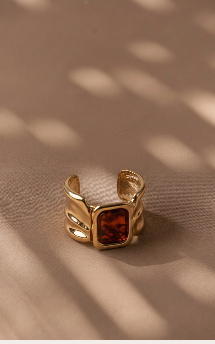 Gold Smokey Red Statement Cuff