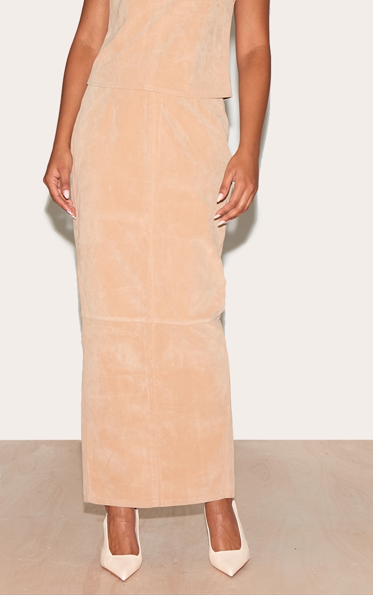Stone Structured Faux Suede Maxi Skirt image 2