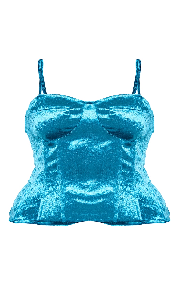 Plus Teal Velvet Structure Corset Top image 5