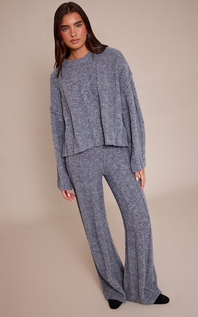Grey Thick Rib Knitted Pant