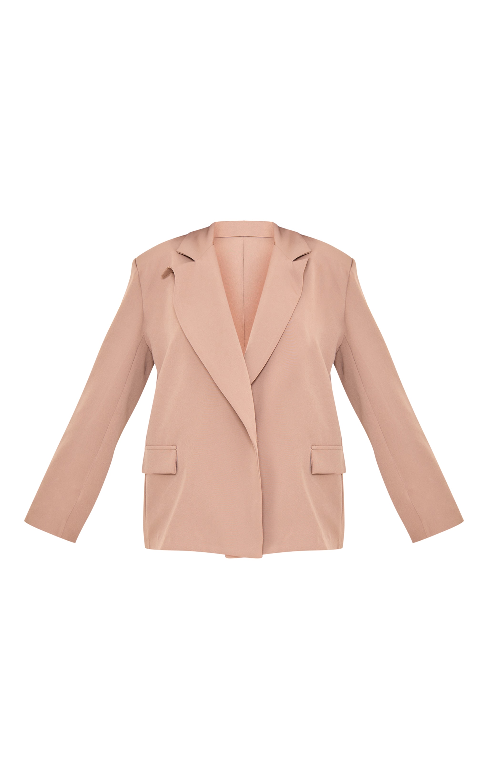 Taupe Side Button Single Breasted Boxy Blazer image 4