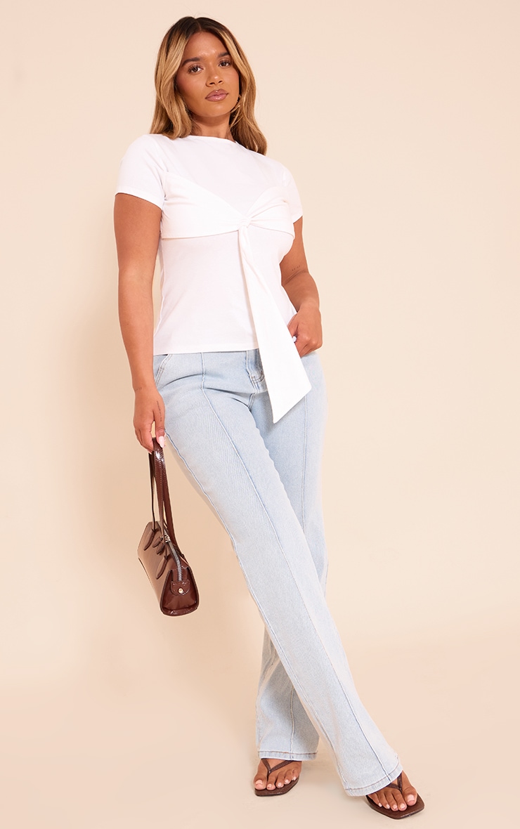 SHAPE WHITE TWIST DETAIL BOAT NECK TOP image 3
