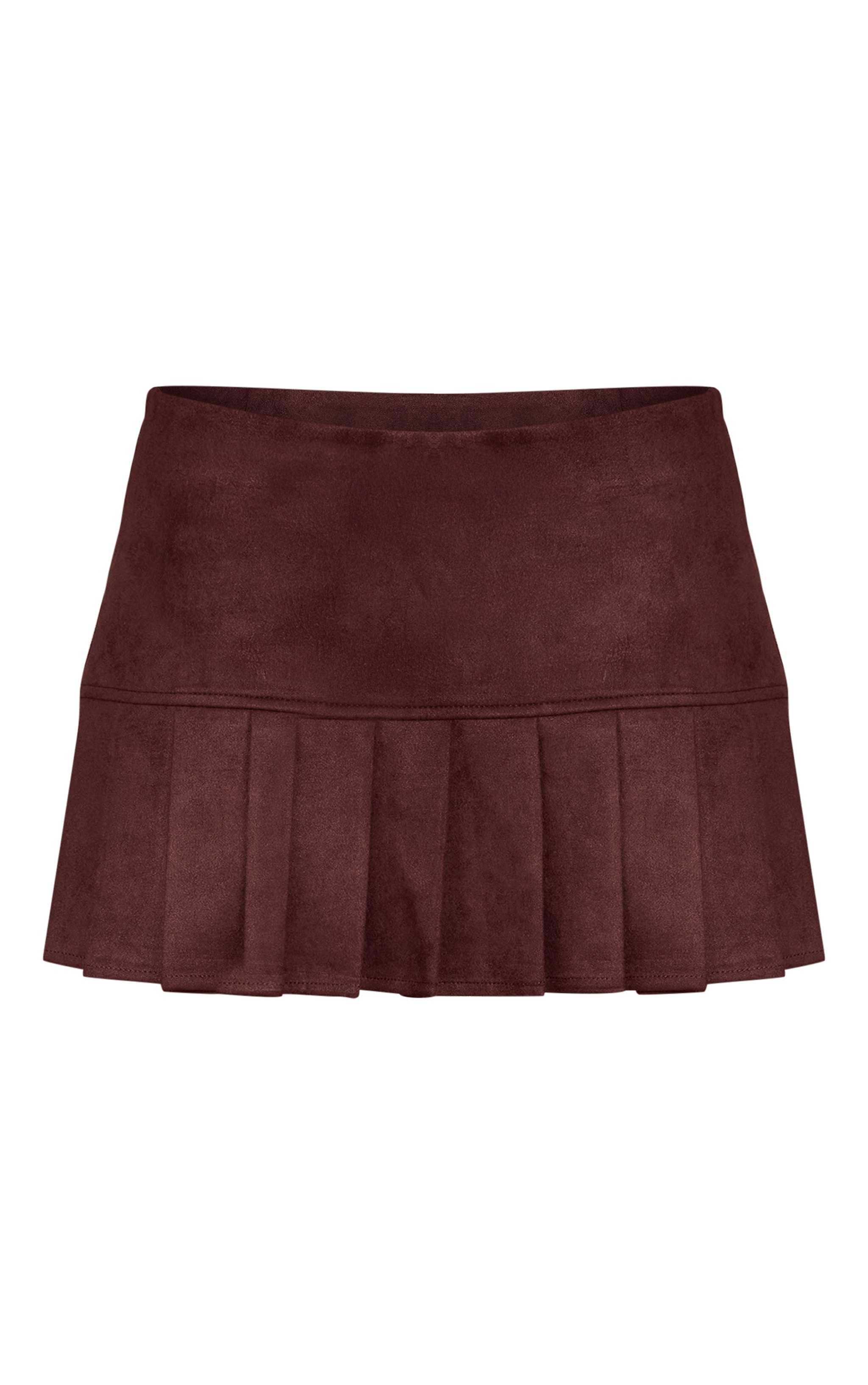 Dark Chocolate Faux Suede Pleated Mini Skirt  image 6