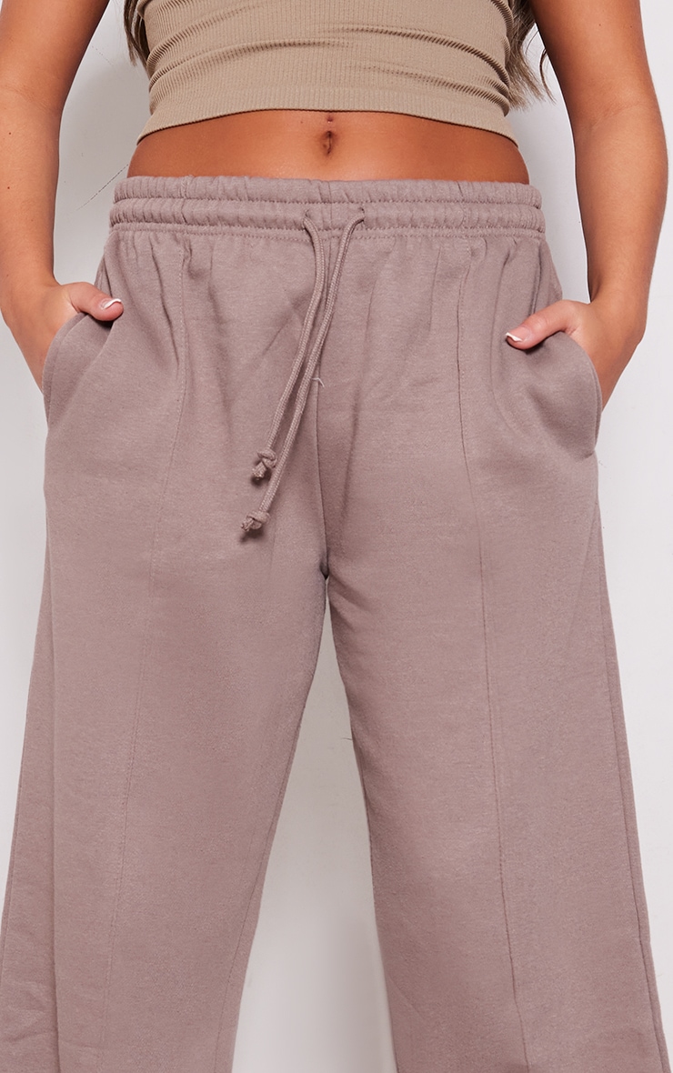 Taupe Pintuck Drawstring Straight Leg Track Pants image 4