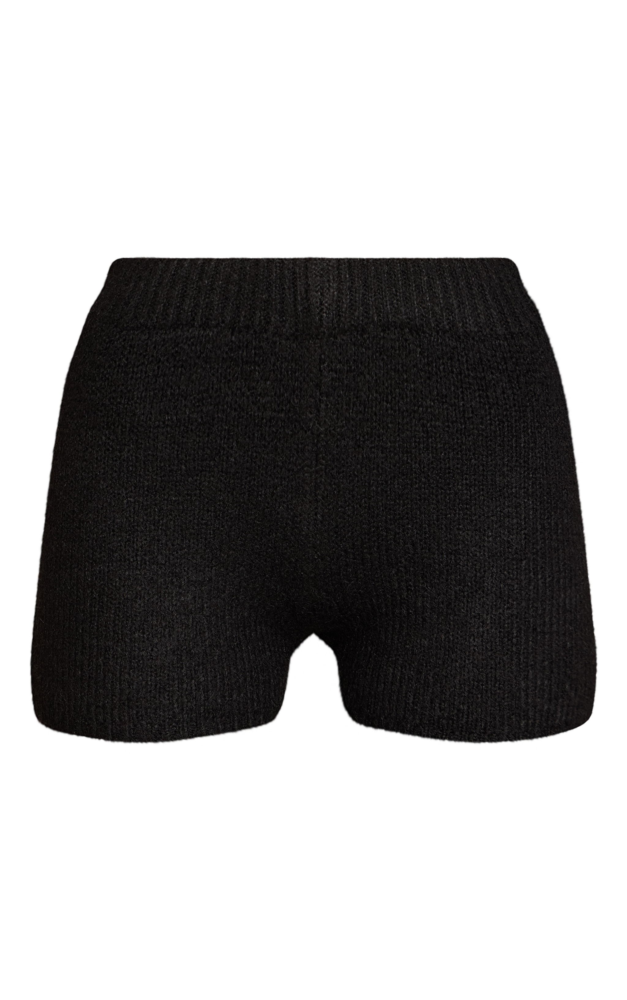 Black Brushed Knit Mini Shorts image 6