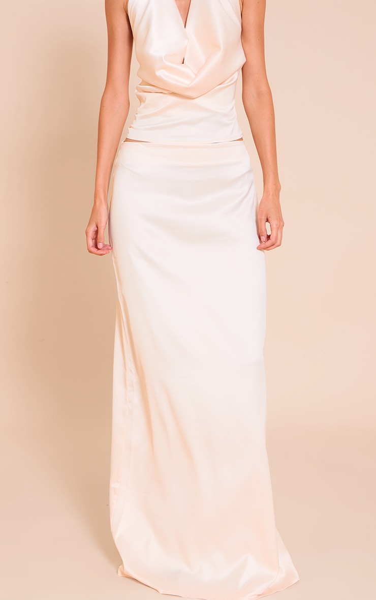 Champagne Satin Floaty Mid Rise Maxi Skirt image 4