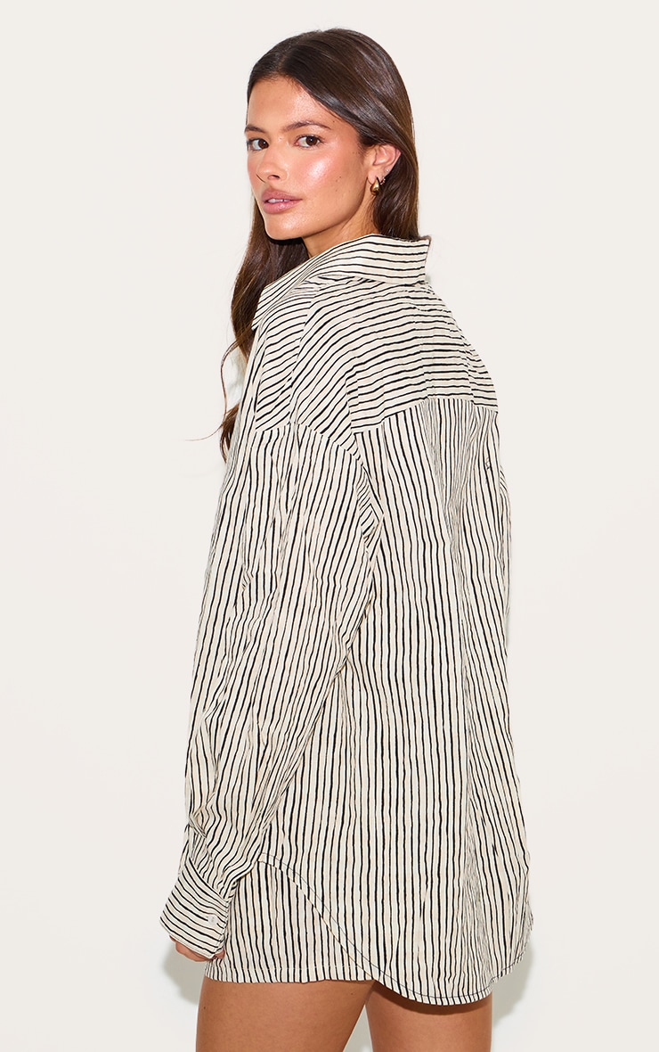 Black Striped Linen Long Sleeve Shirt image 2