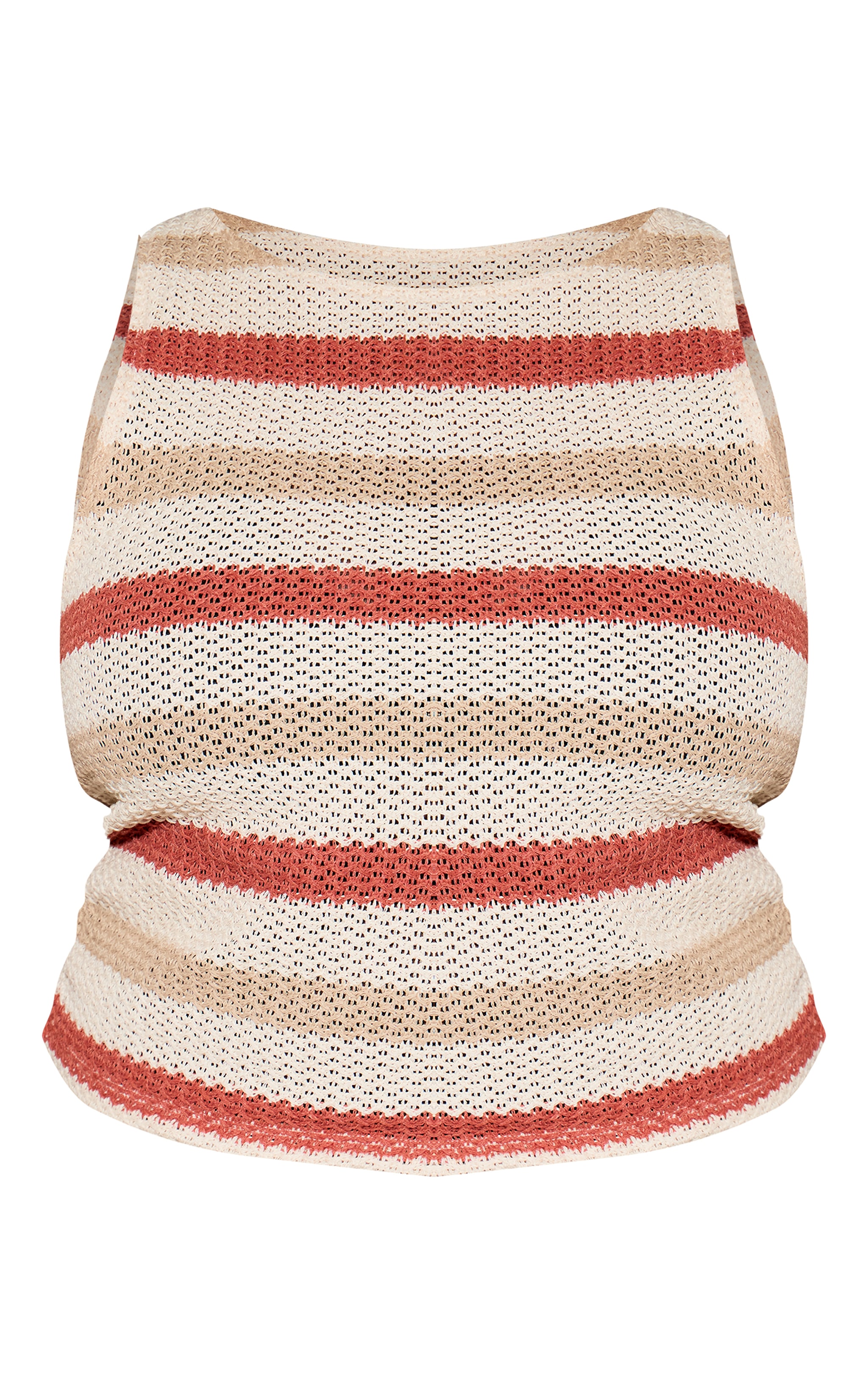 Plus Multi Textured Striped Boat Neck Flute Sleeve Vest Top image 5