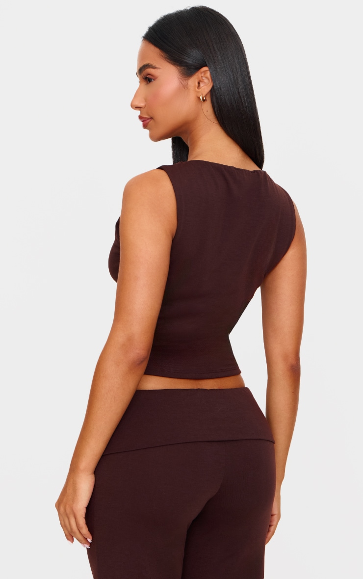 Petite Chocolate Contour Jersey Sleeveless Longline Top image 2