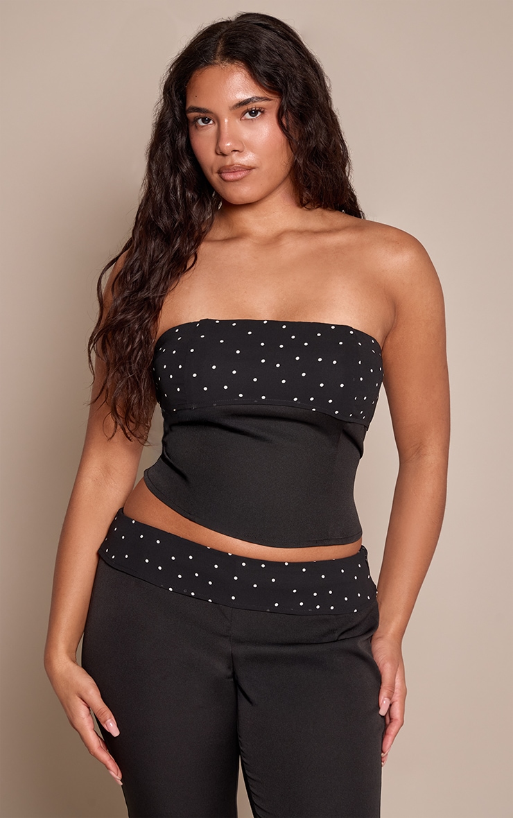 Shape Black Polka Dot Detail Bandeau Top