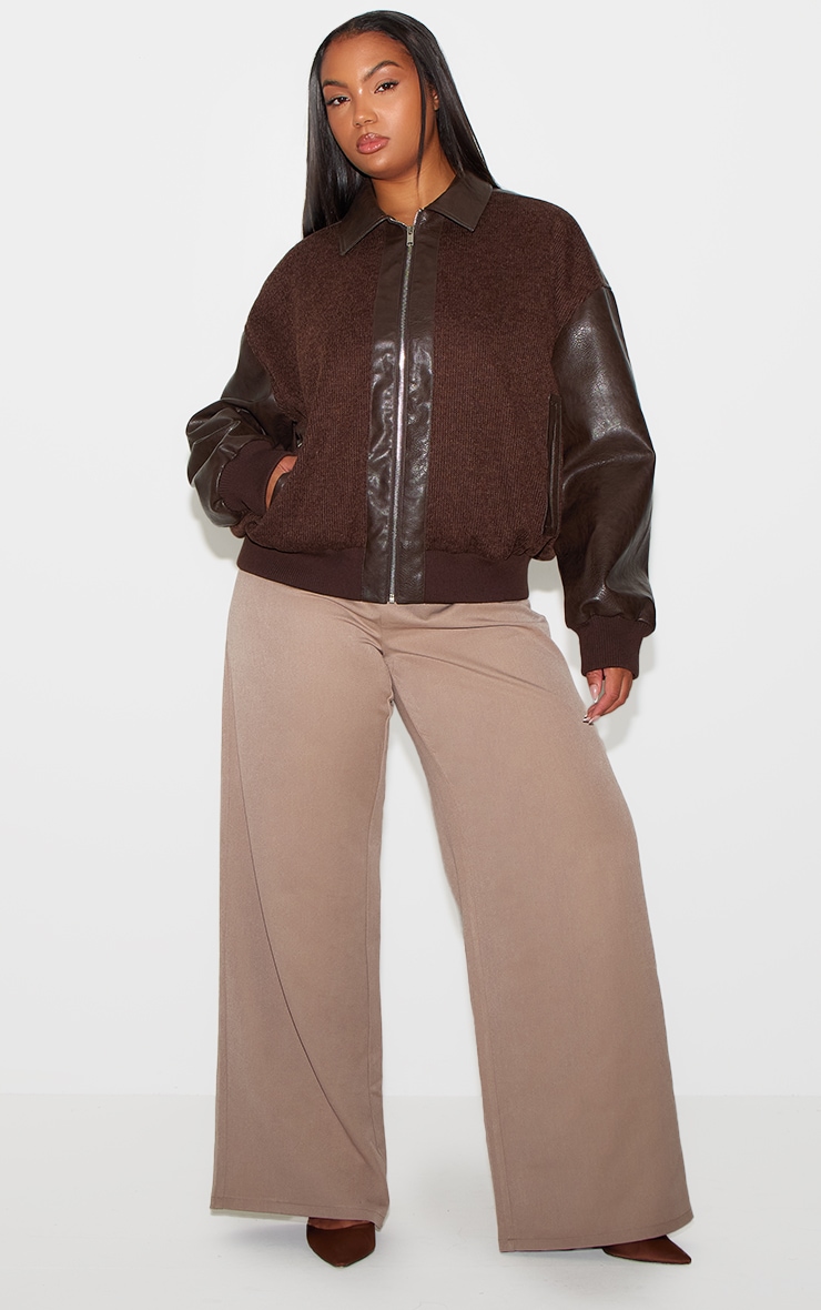 Plus Veste en PU marron à parties contrastantes image 1