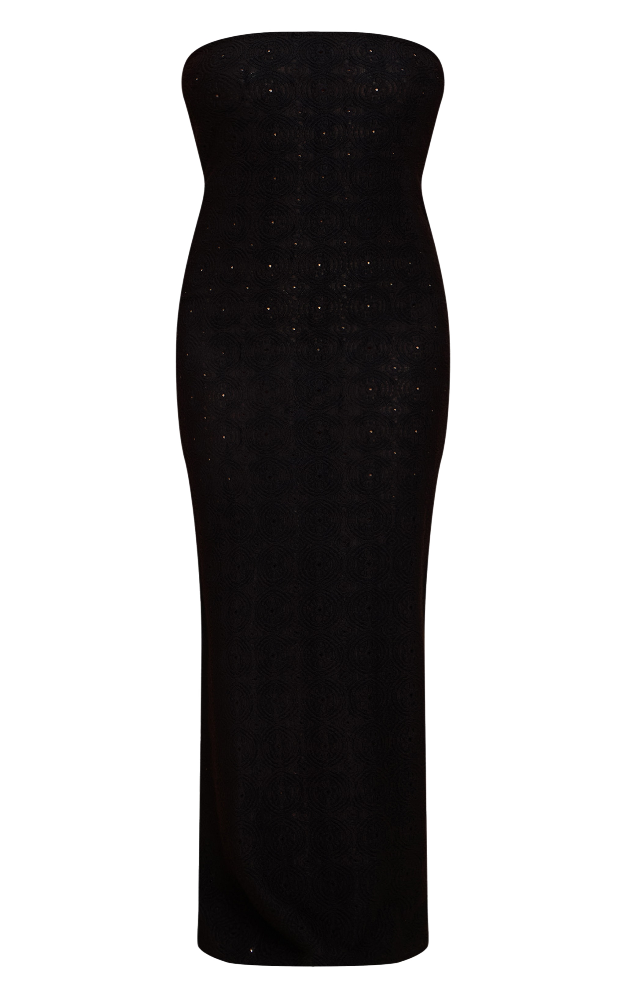 Black Textured Column Bandeau Maxi Dress image 5